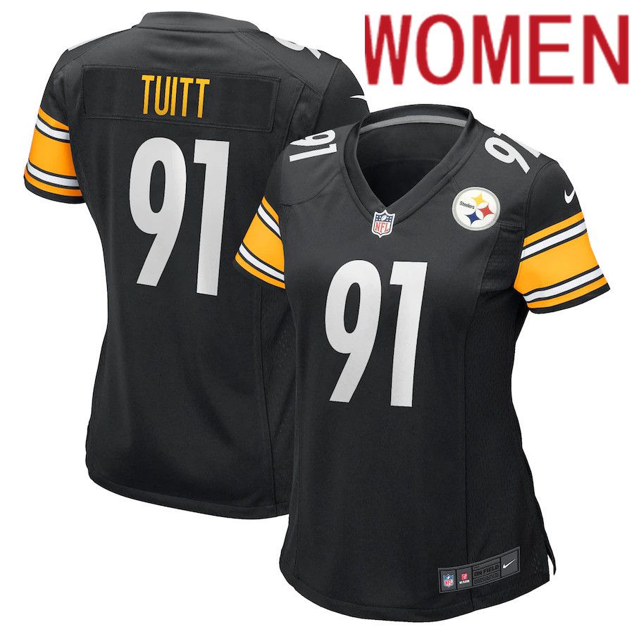 Women Pittsburgh Steelers #91 Stephon Tuitt Nike Black Game NFL Jersey